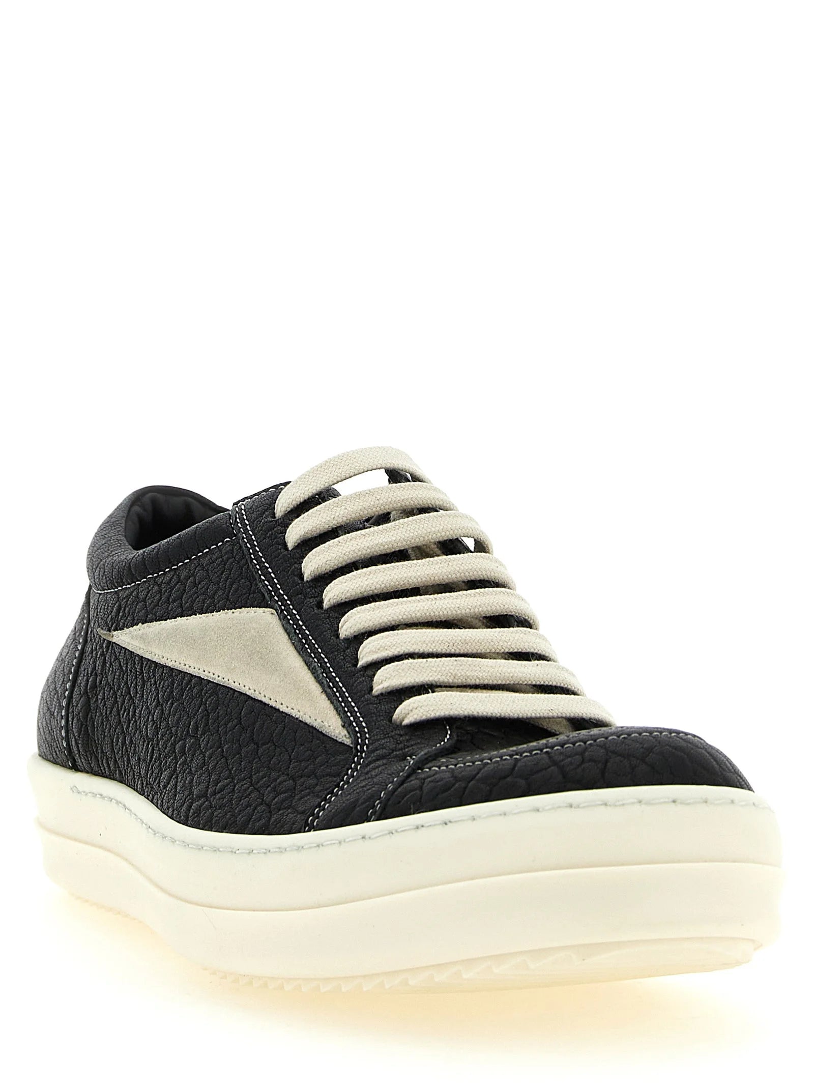 Rick Owens Bicolor Lamb Leather Low Top Sneakers