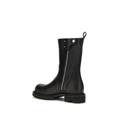 Rick Owens Black Calf Leather Bos Taurus Flat Boots