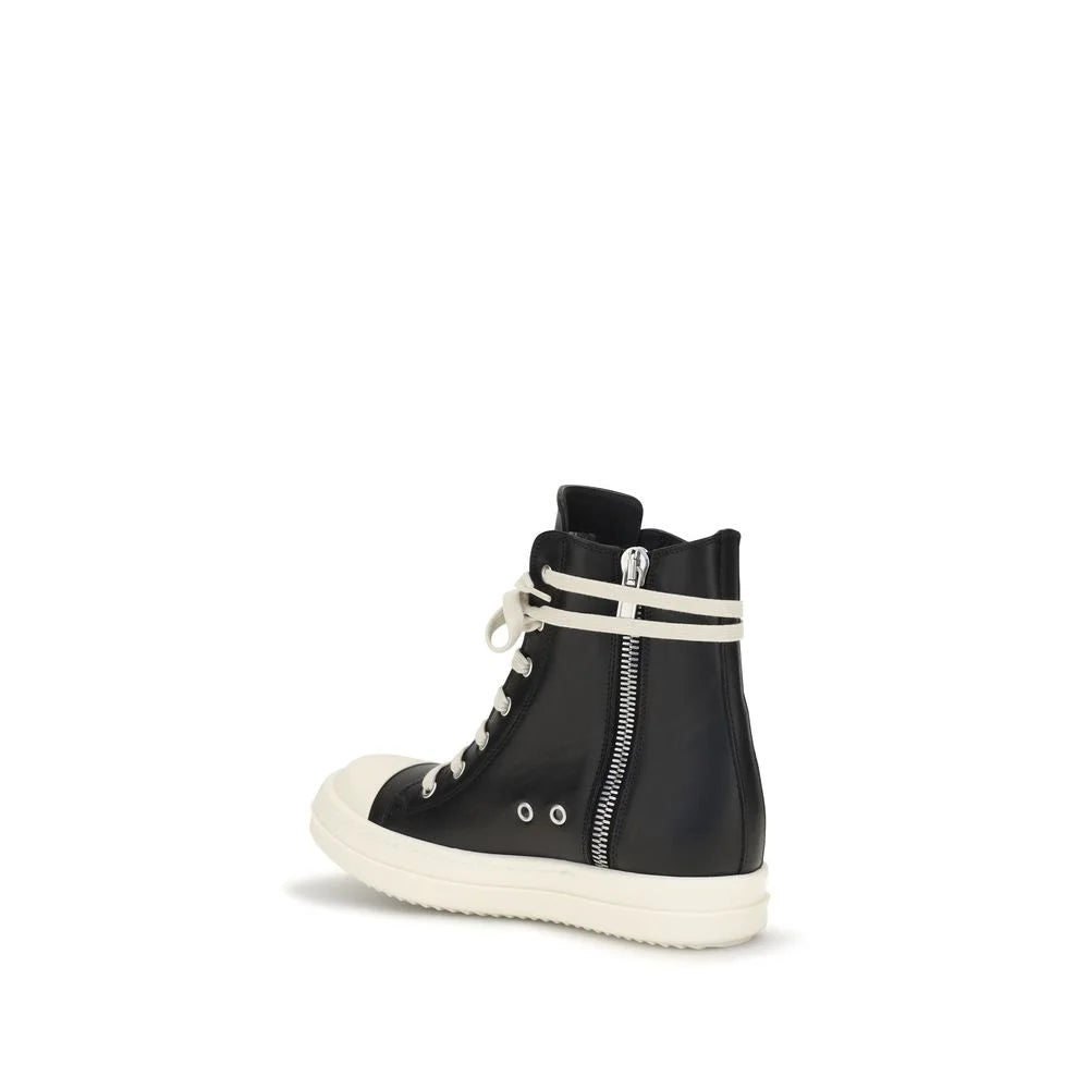 Rick Owens Black Calf Leather Bos Taurus High Top Sneakers - EU37/US7