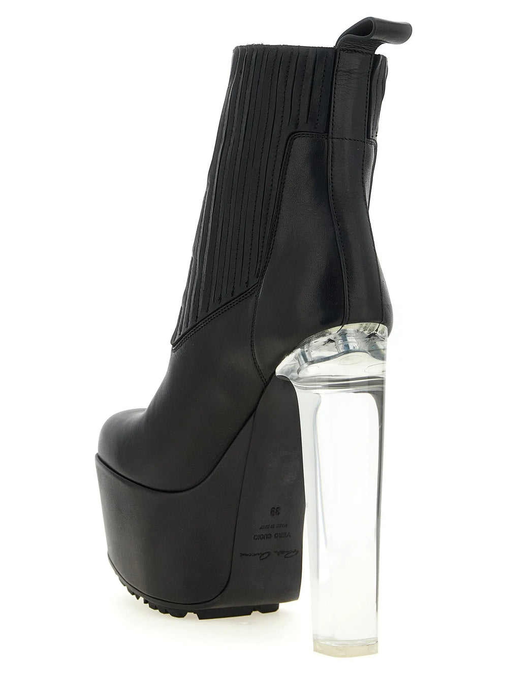 Rick Owens Black Calfskin Ankle Boots