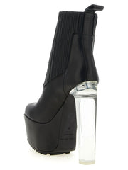 Rick Owens Black Calfskin Ankle Boots