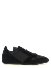 Rick Owens Black Calfskin Athletic Sneakers