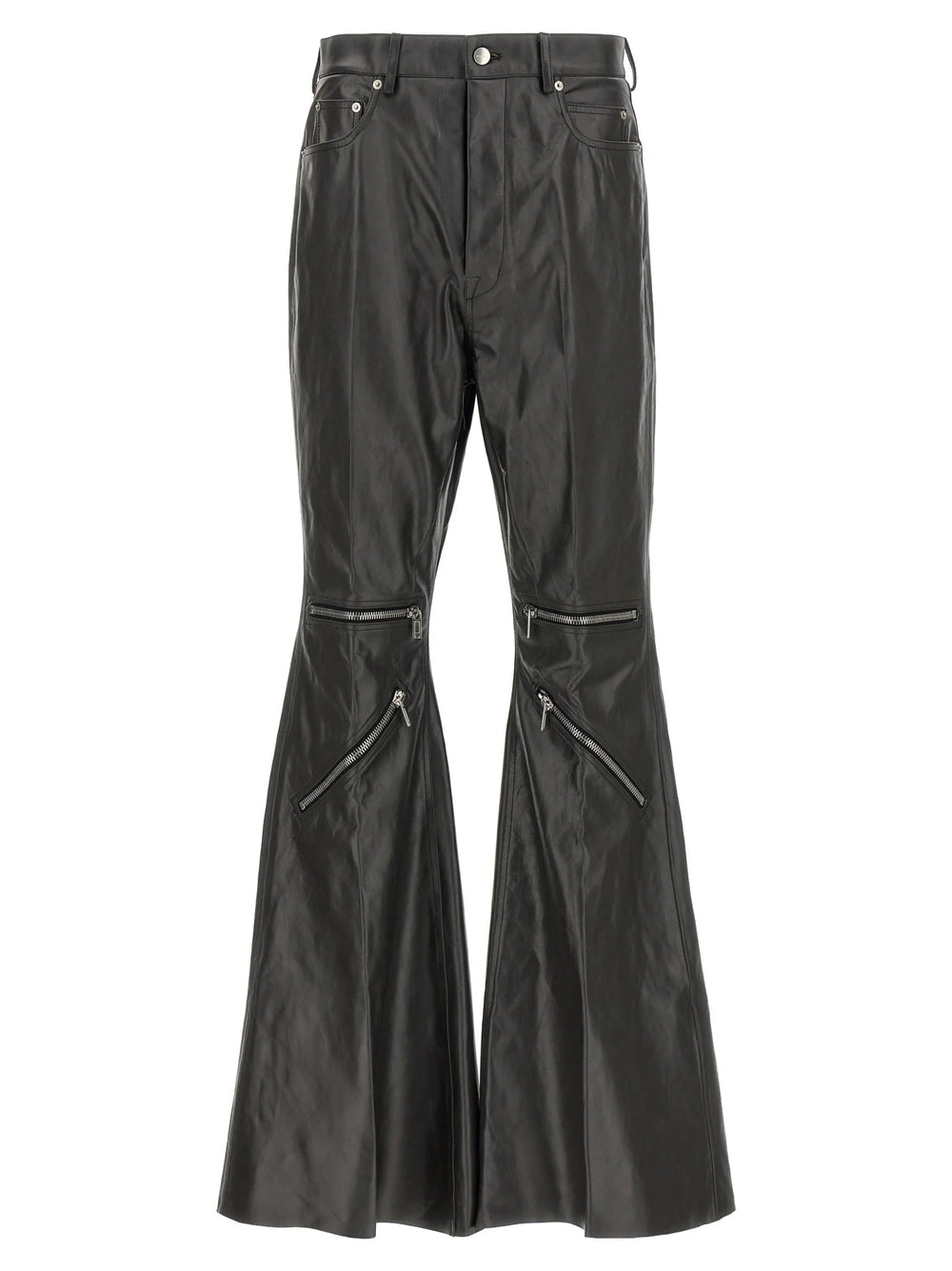 Rick Owens Black Calfskin Flared Pants - W31