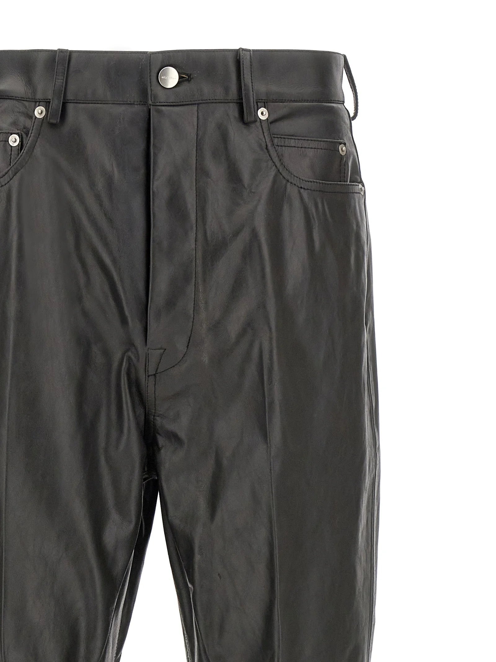Rick Owens Black Calfskin Flared Pants - W31