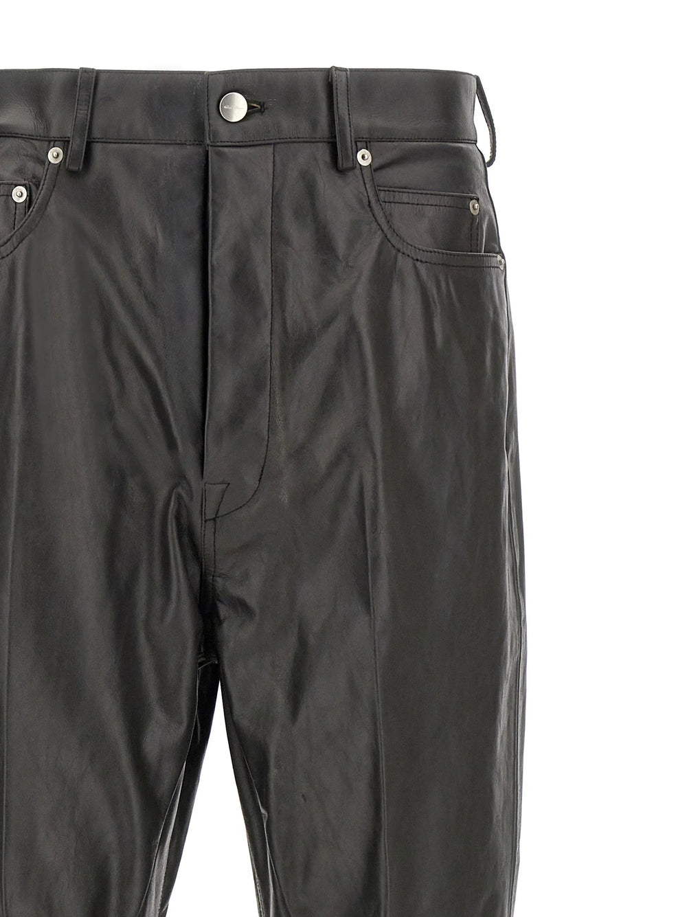 Rick Owens Black Calfskin Flared Pants - W31