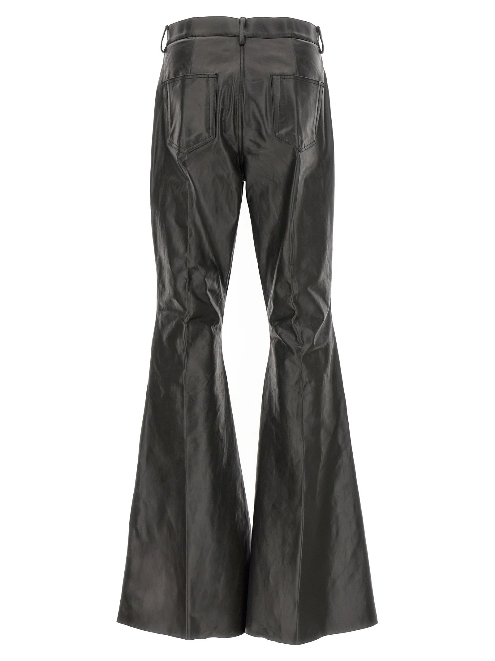 Rick Owens Black Calfskin Flared Pants - W31