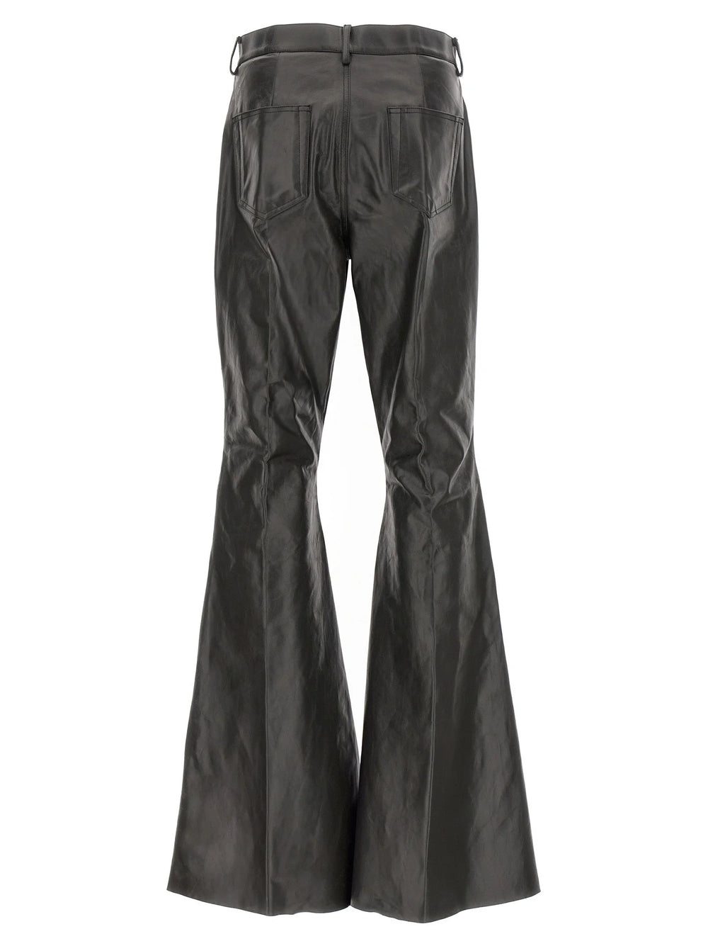 Rick Owens Black Calfskin Flared Pants - W31