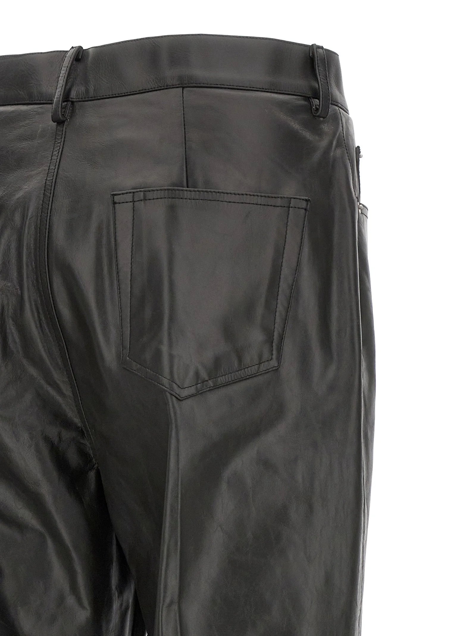 Rick Owens Black Calfskin Flared Pants - W31