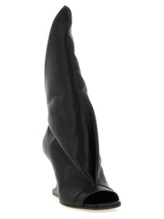 Rick Owens Black Calfskin Stiletto Heel Sandals - EU37/US7