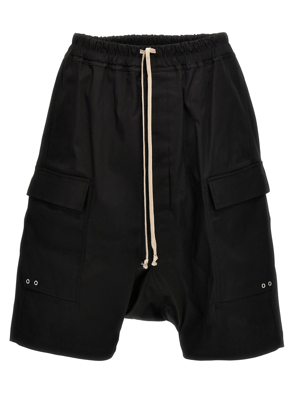Rick Owens Black Cotton Bermuda Shorts