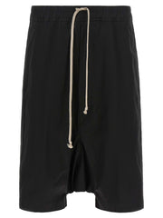 Rick Owens Black Cotton Bermuda Shorts