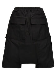 Rick Owens Black Cotton Bermuda Shorts