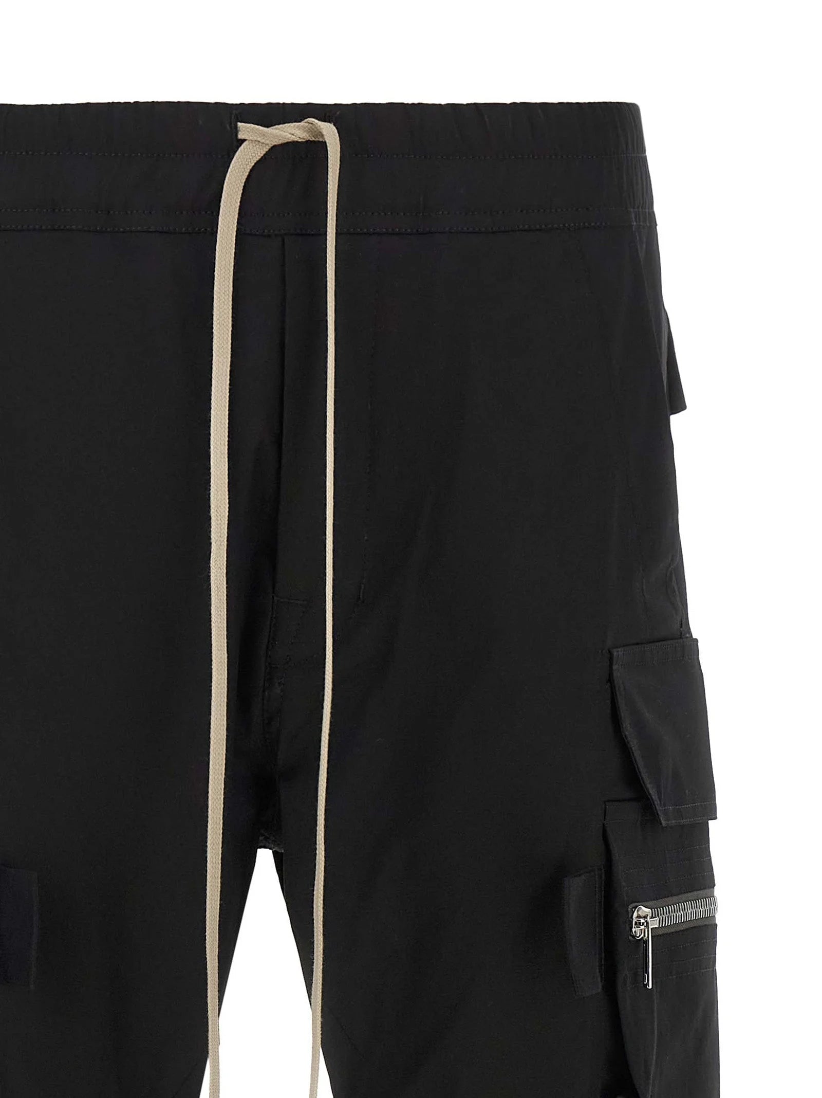 Rick Owens Black Cotton Cargo Pants