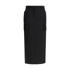 Rick Owens Black Fleece Wool Midi Skirt - Skirts