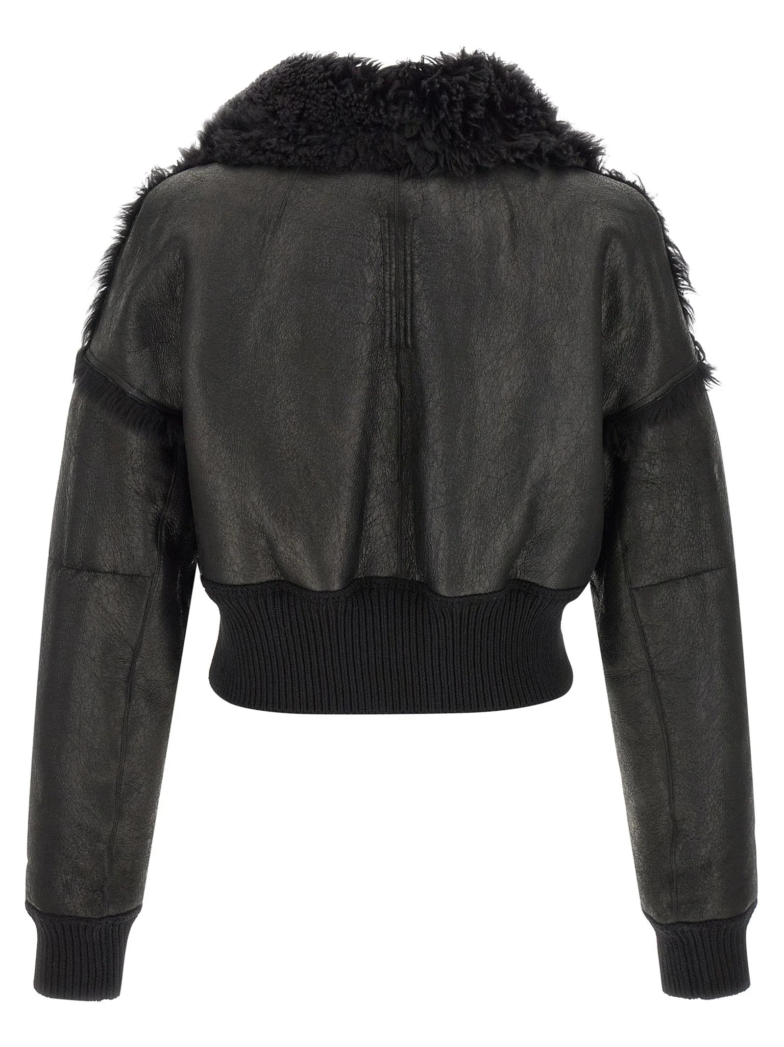 Rick Owens Black Lamb Fur Leather Jacket