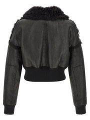Rick Owens Black Lamb Fur Leather Jacket