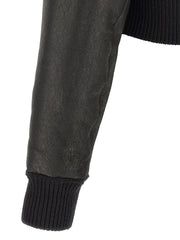 Rick Owens Black Lamb Fur Leather Jacket