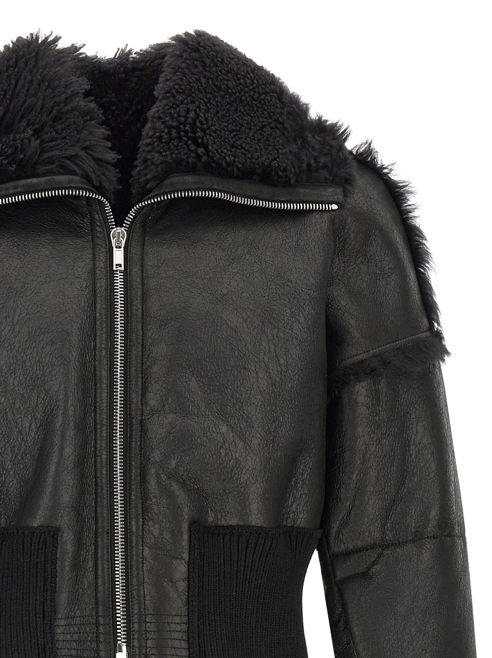 Rick Owens Black Lamb Fur Leather Jacket