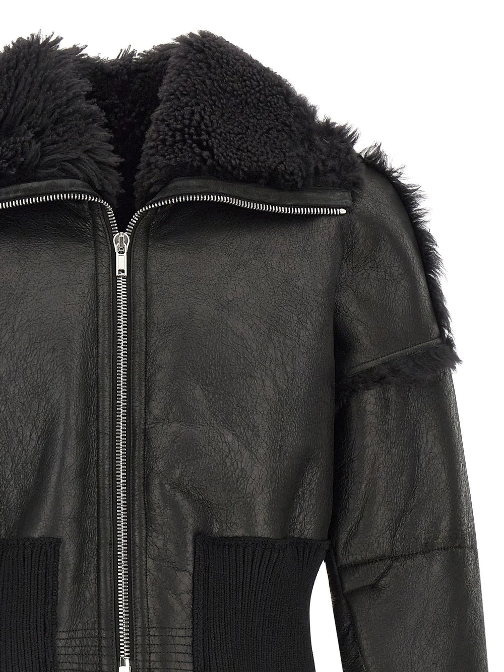 Rick Owens Black Lamb Fur Leather Jacket
