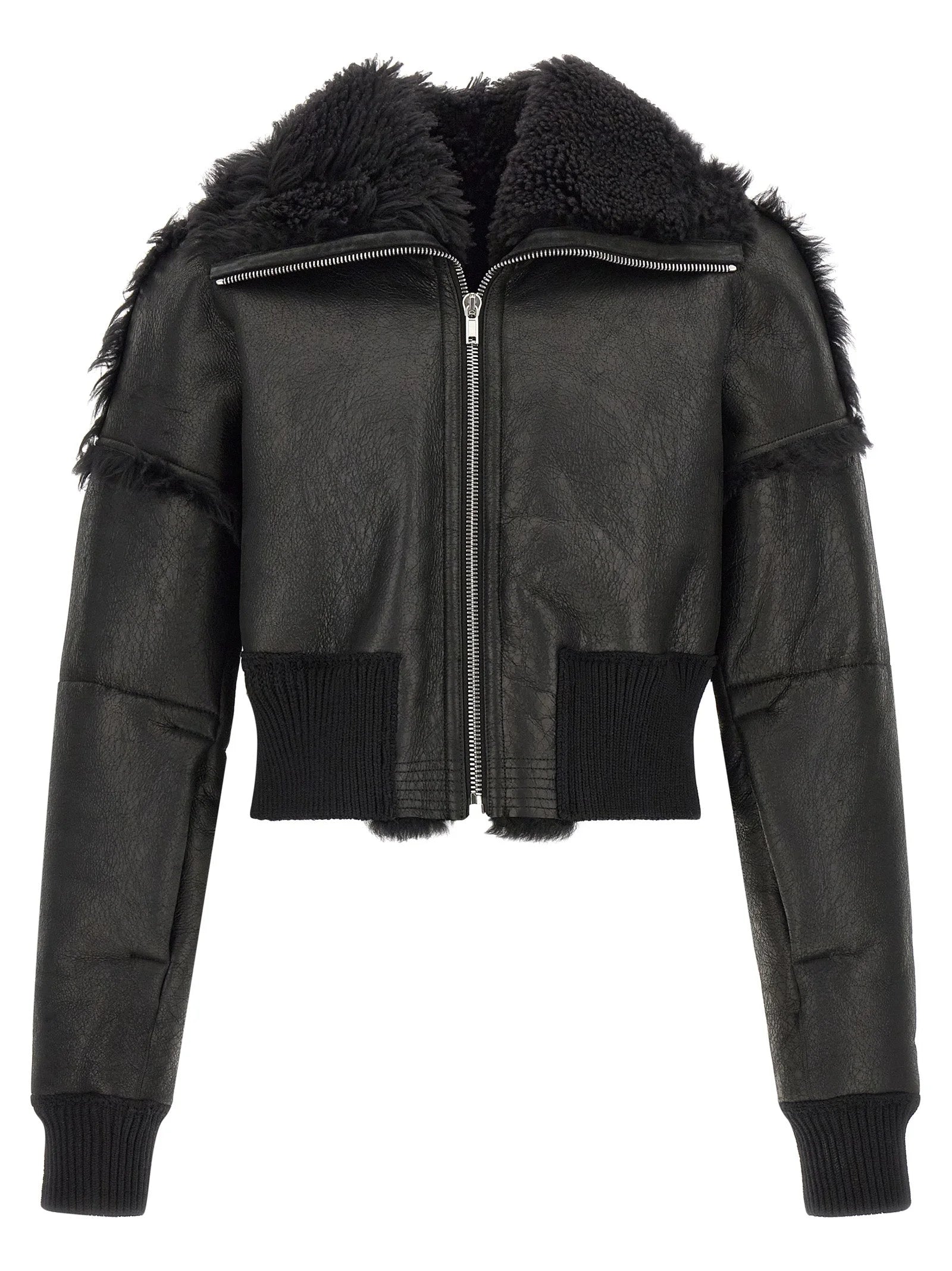 Rick Owens Black Lamb Fur Leather Jacket