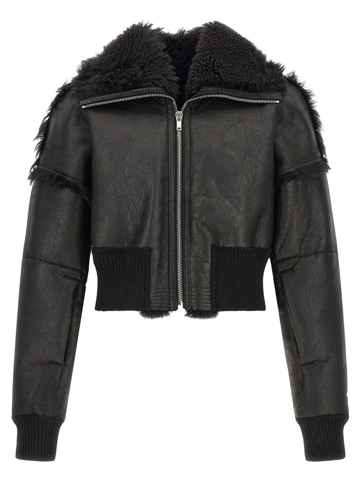 Rick Owens Black Lamb Fur Leather Jacket