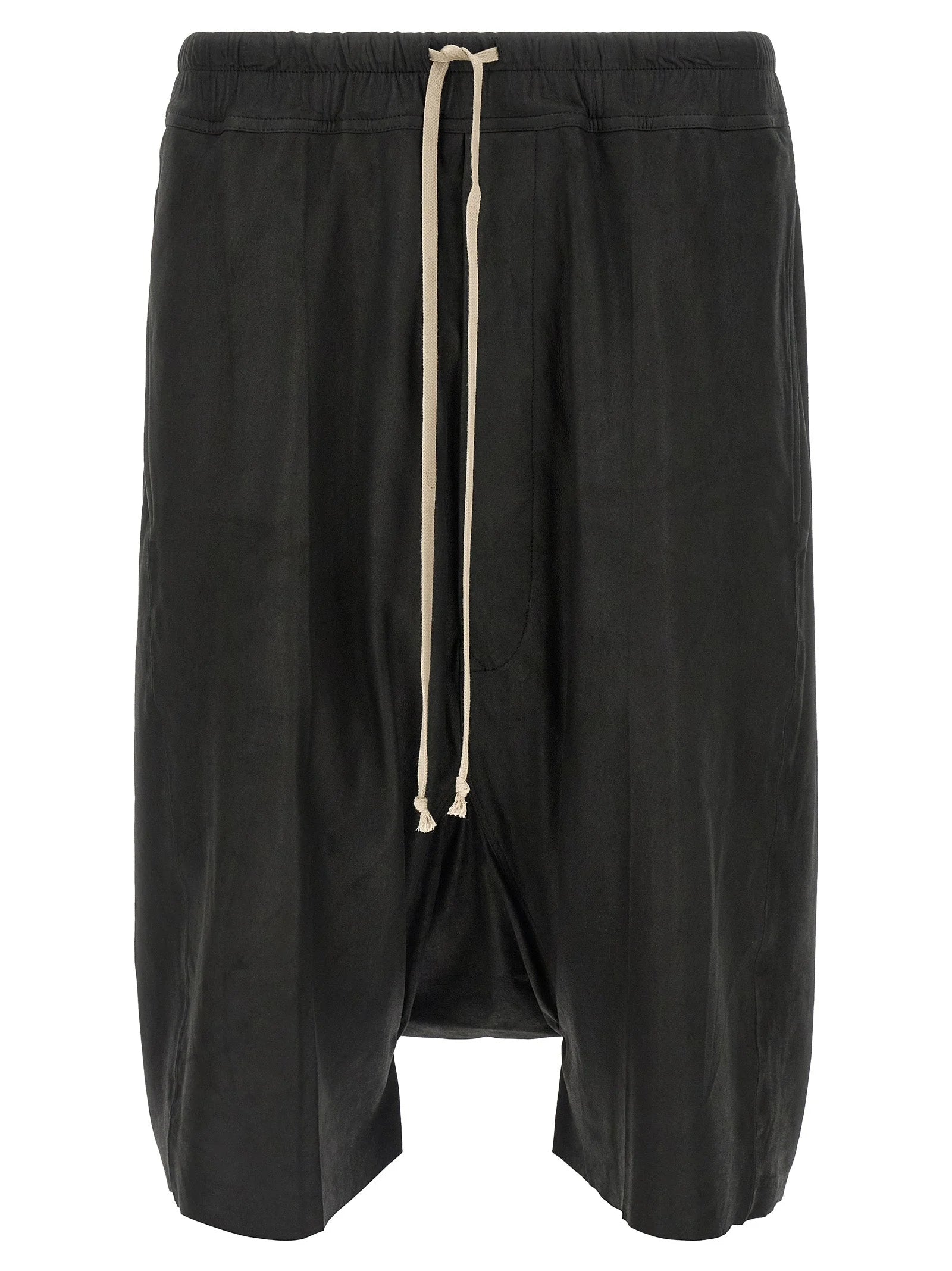 Rick Owens Black Lamb Leather Bermuda Shorts