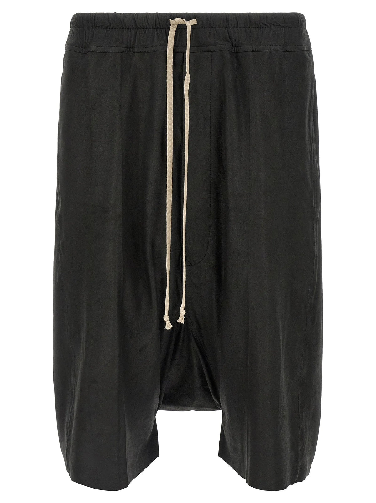 Rick Owens Black Lamb Leather Bermuda Shorts