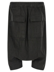 Rick Owens Black Lamb Leather Bermuda Shorts