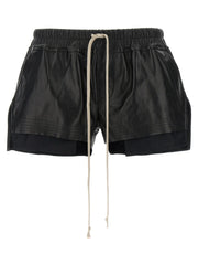Rick Owens Black Lamb Leather Bermuda Shorts