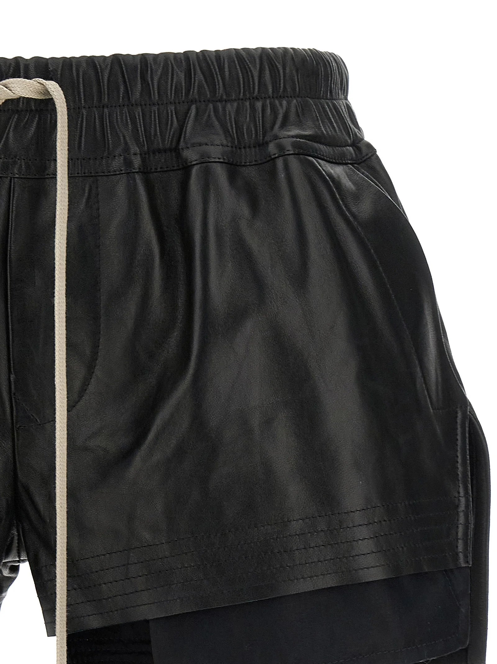 Rick Owens Black Lamb Leather Bermuda Shorts