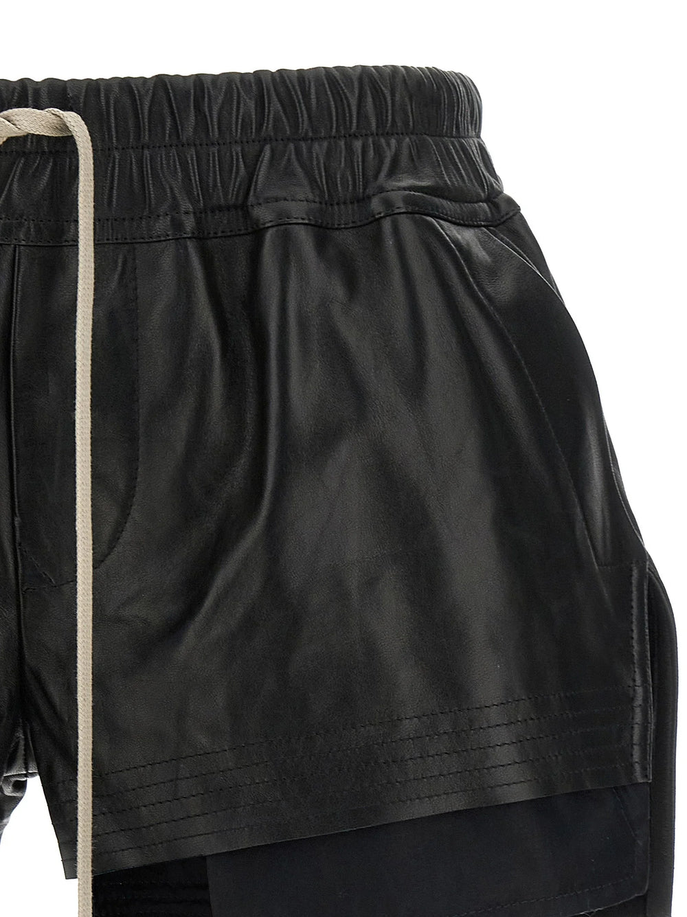 Rick Owens Black Lamb Leather Bermuda Shorts