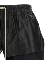 Rick Owens Black Lamb Leather Bermuda Shorts