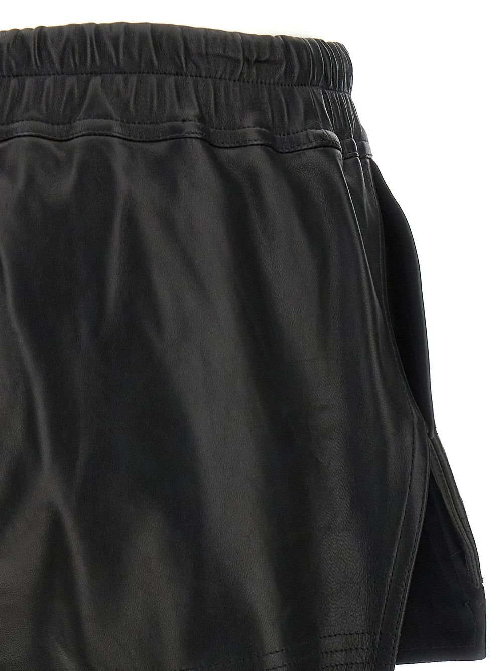 Rick Owens Black Lamb Leather Bermuda Shorts