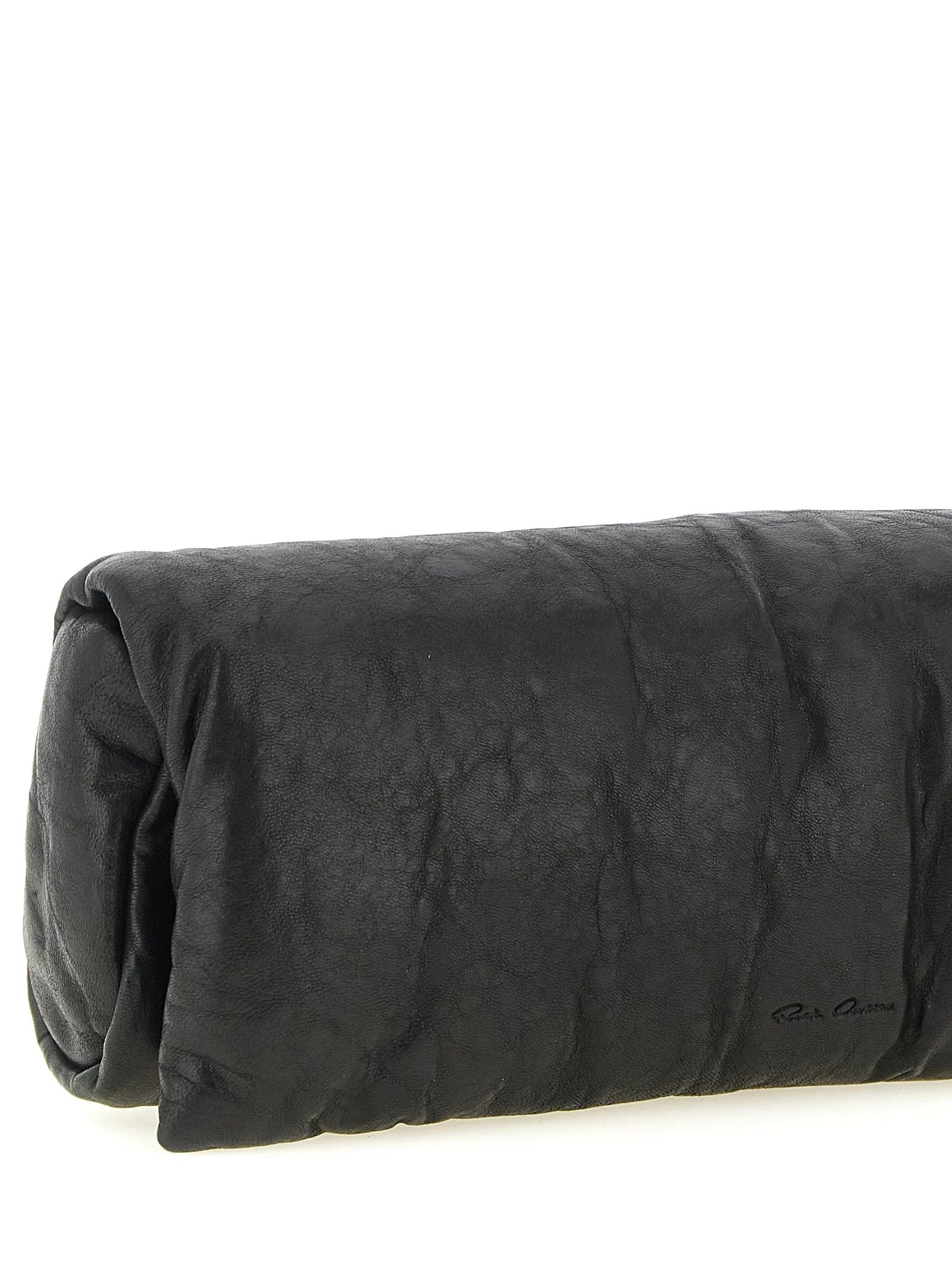 Rick Owens Black Lamb Leather Clutch Bag