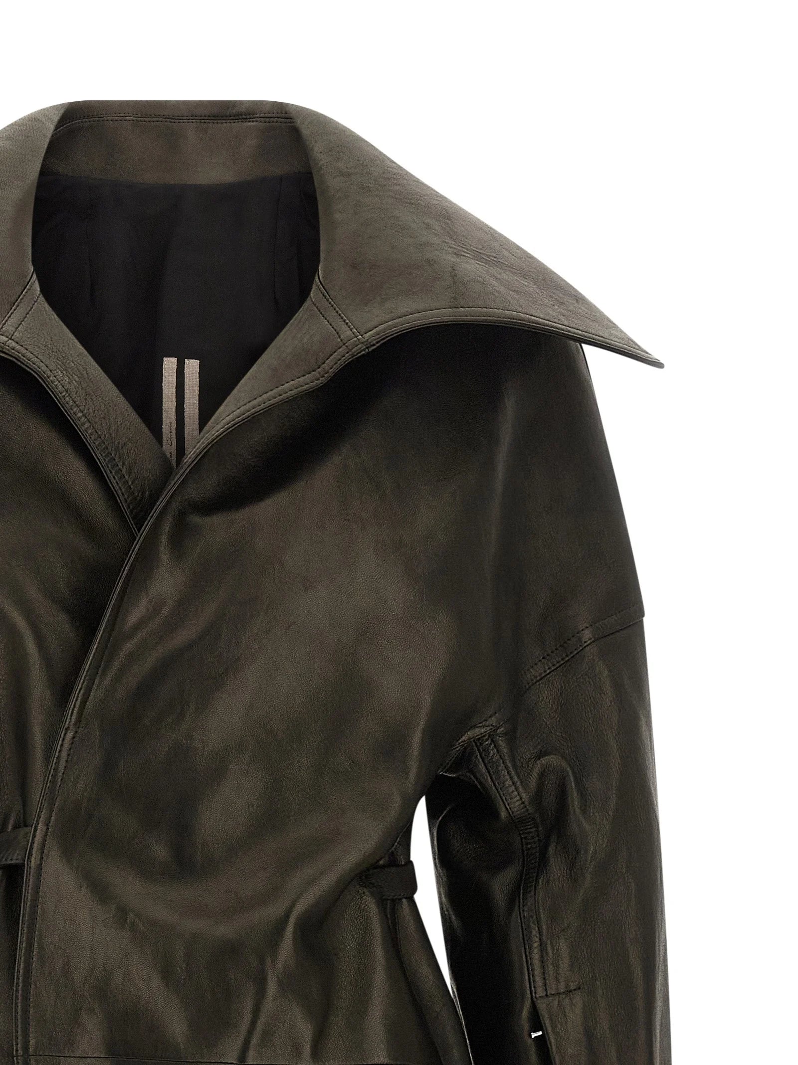 Rick Owens Black Lamb Leather Coat - IT44