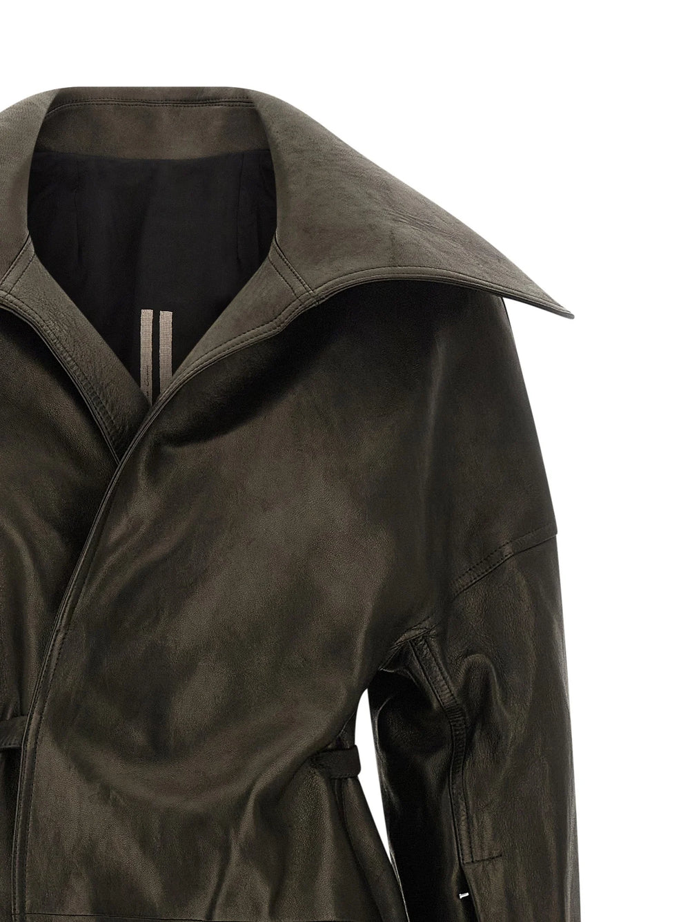 Rick Owens Black Lamb Leather Coat - IT44