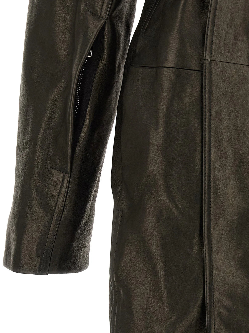 Rick Owens Black Lamb Leather Coat - IT44