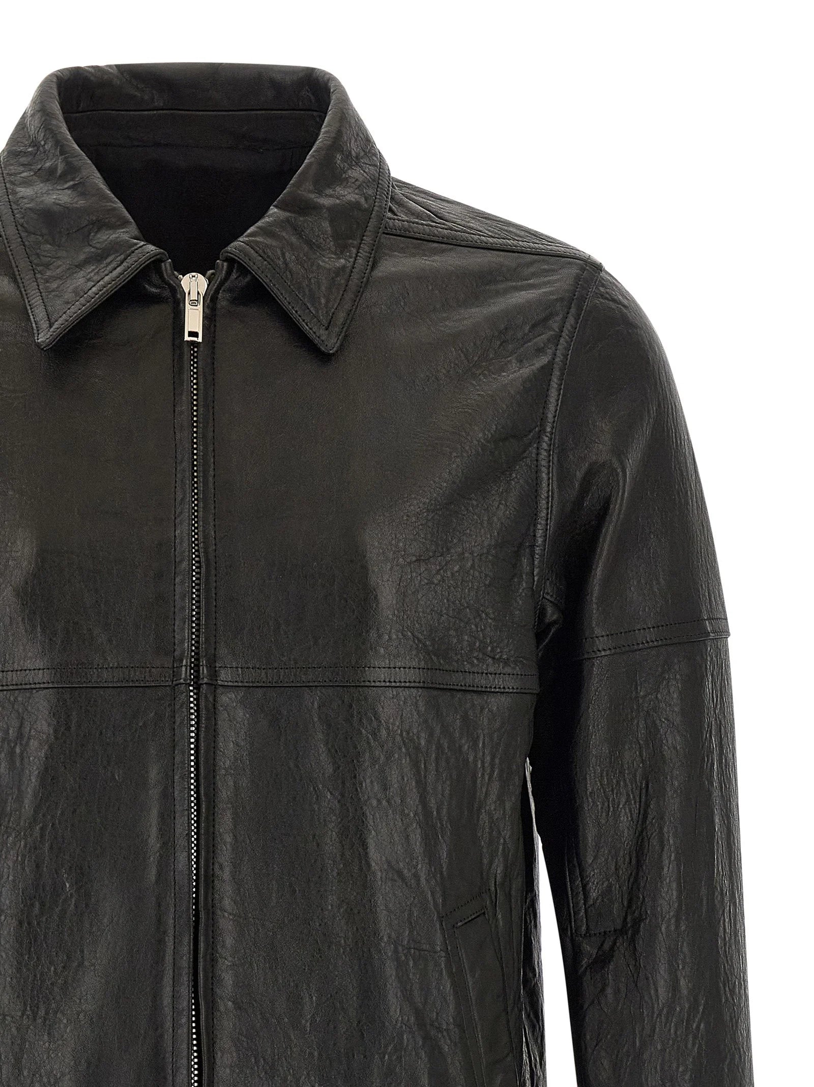 Rick Owens Black Lamb Leather Leather Jacket - 48 | M