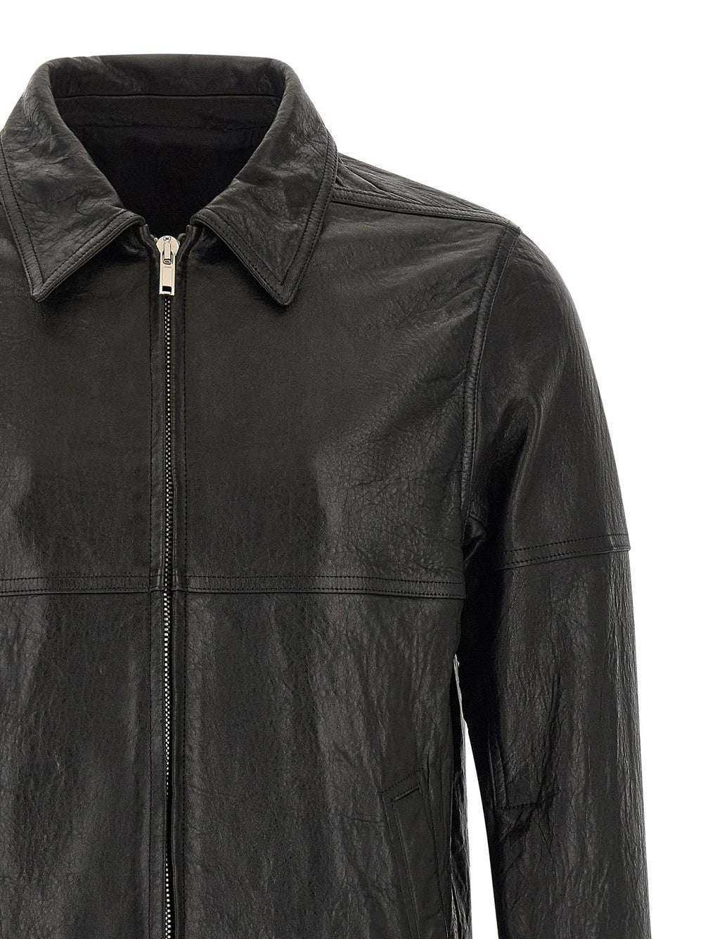 Rick Owens Black Lamb Leather Leather Jacket - 48 | M