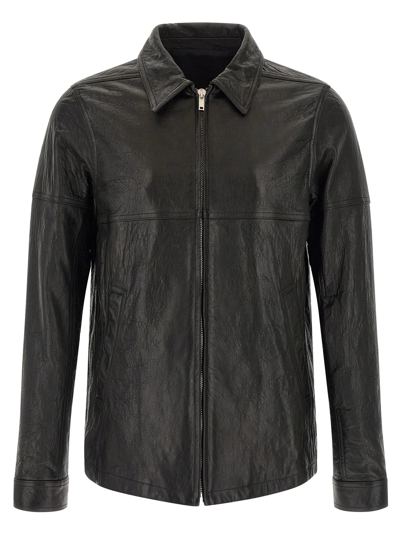 Rick Owens Black Lamb Leather Leather Jacket - 48 | M