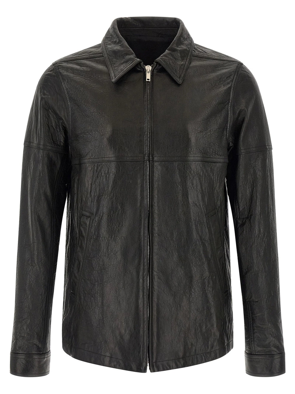 Rick Owens Black Lamb Leather Leather Jacket - 48 | M