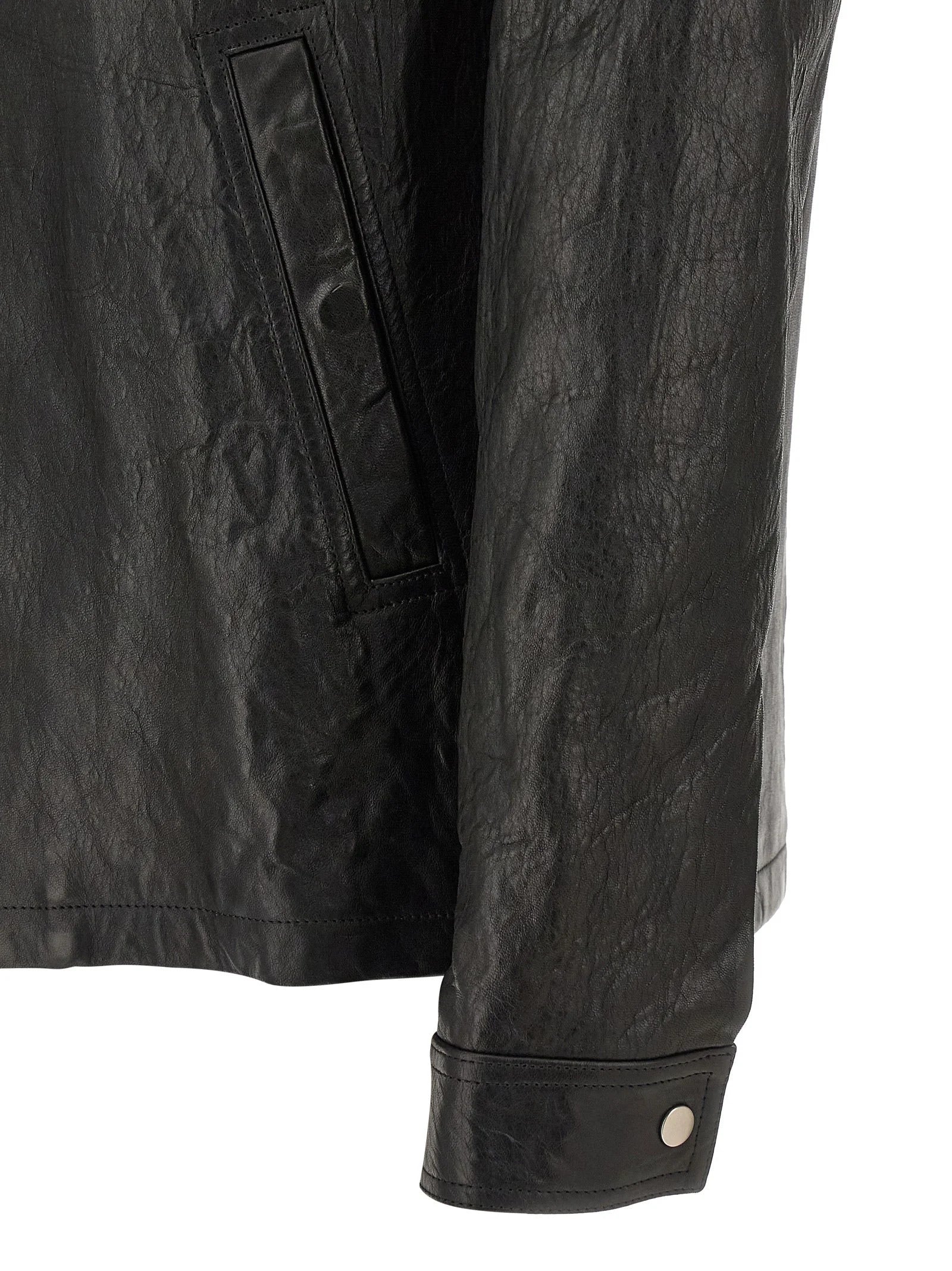 Rick Owens Black Lamb Leather Leather Jacket - 48 | M