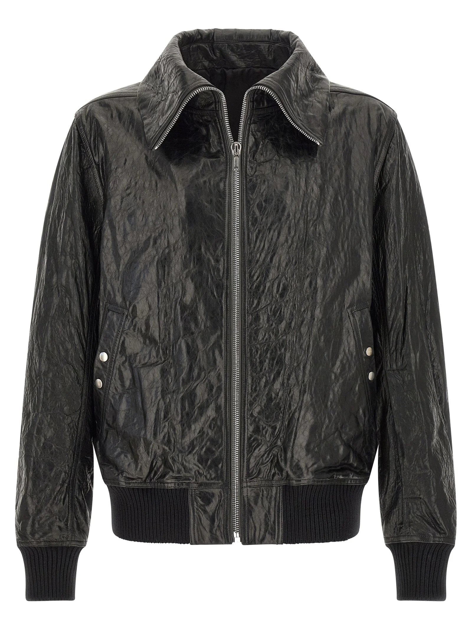 Rick Owens Black Lamb Leather Leather Jacket