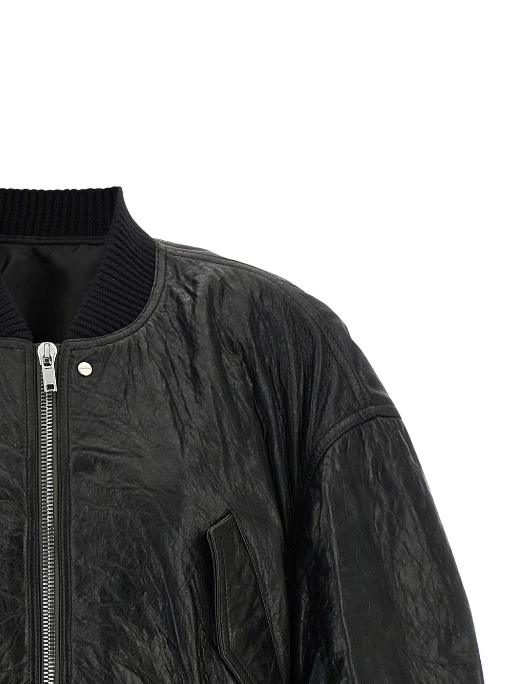 Rick Owens Black Lamb Leather Leather Jacket - IT38