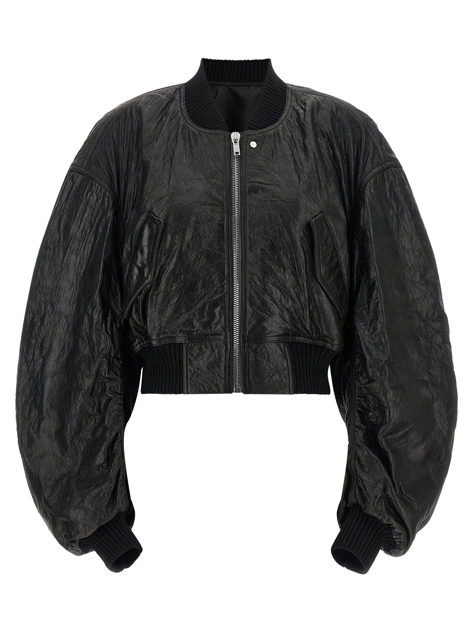 Rick Owens Black Lamb Leather Leather Jacket - IT38