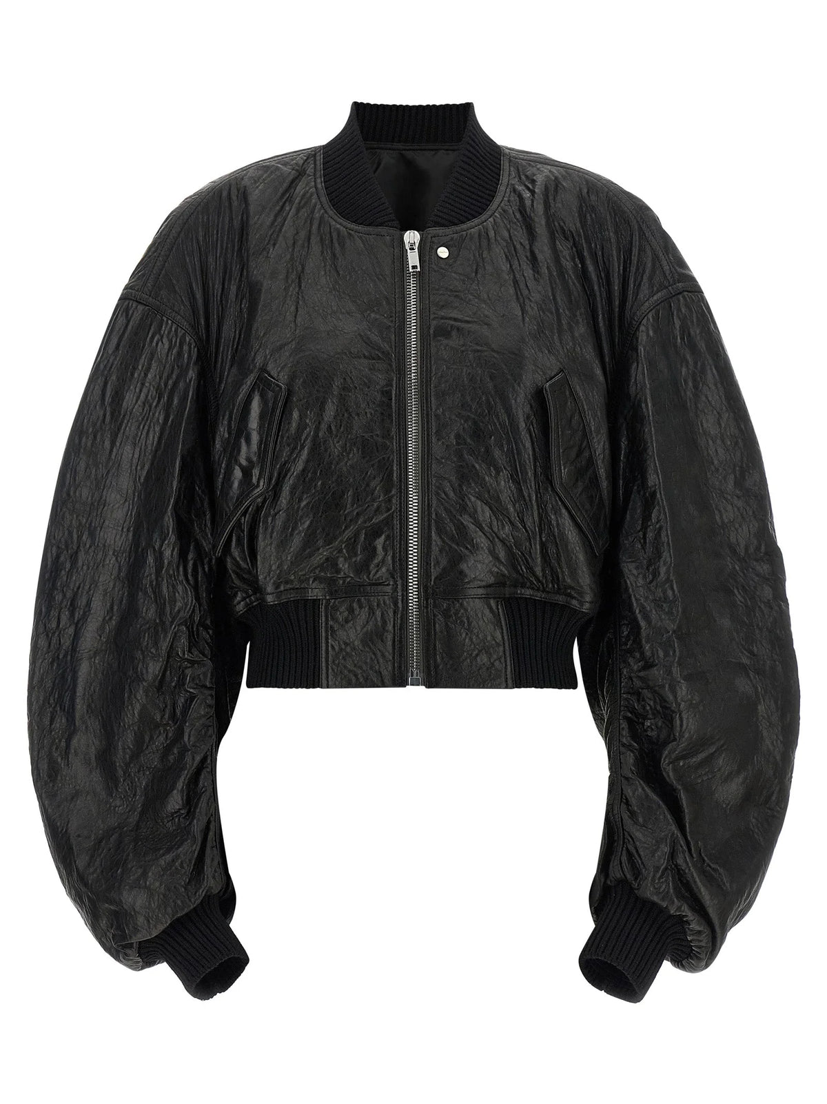 Rick Owens Black Lamb Leather Leather Jacket - IT38