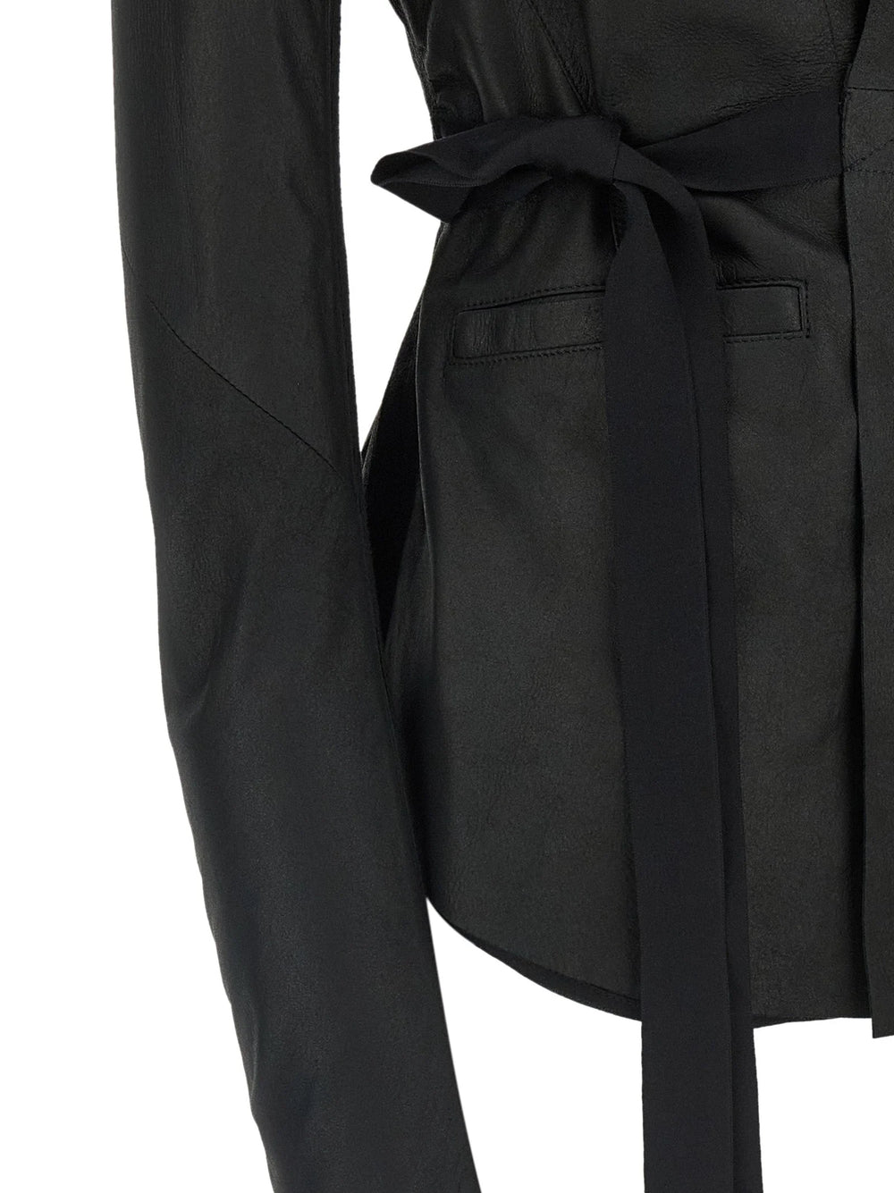 Rick Owens Black Lamb Leather Leather Jacket - IT44
