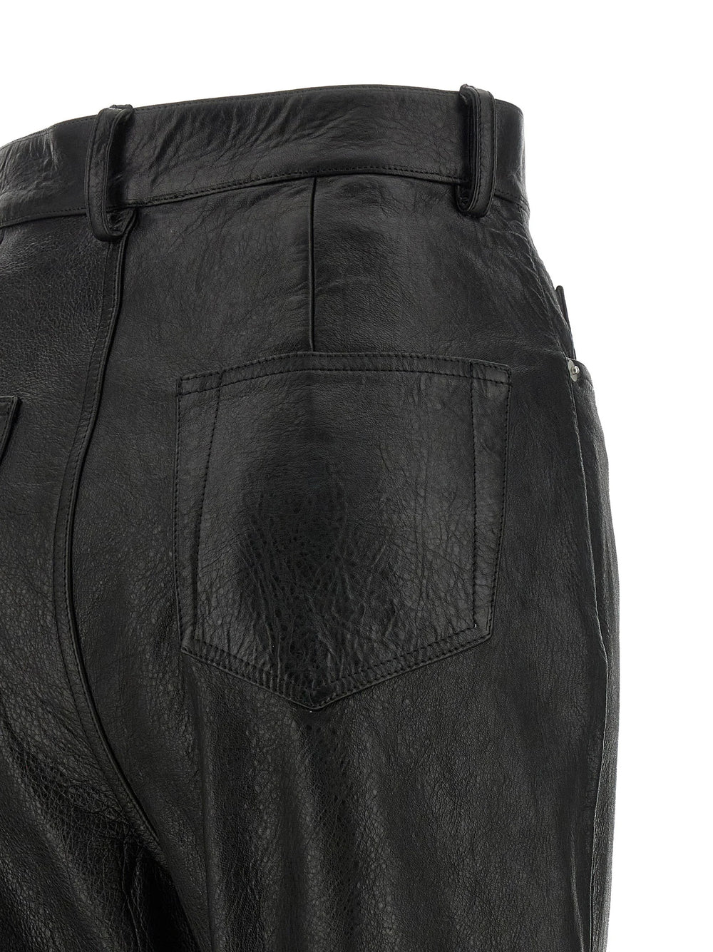 Rick Owens Black Lamb Leather Pants - 26