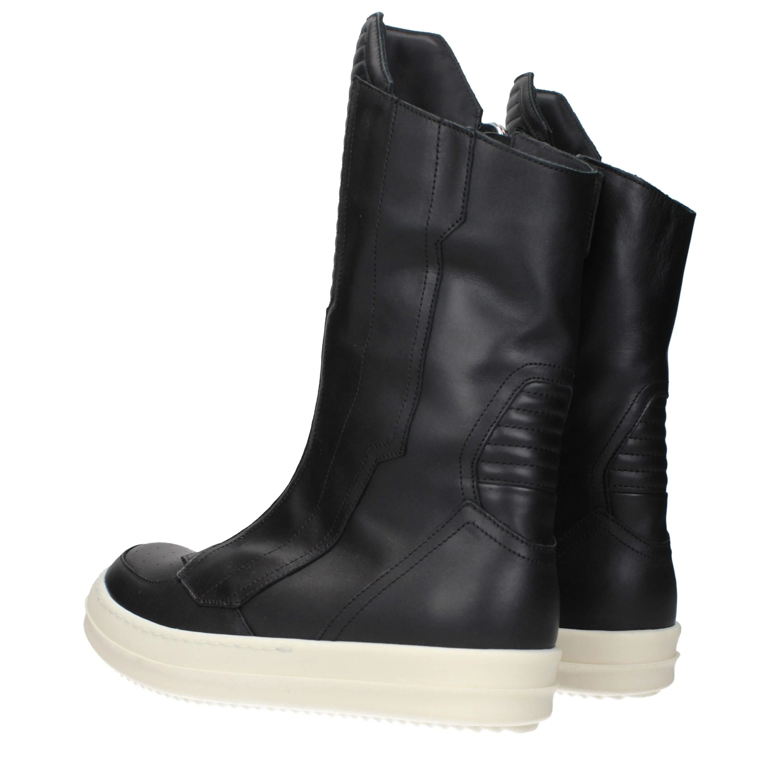 Rick Owens Black Leather Ankle Boots - EU40/US7