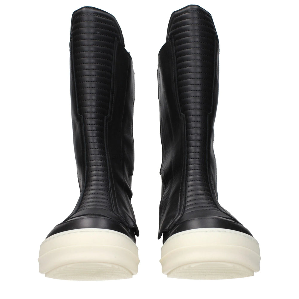 Rick Owens Black Leather Ankle Boots - EU40/US7